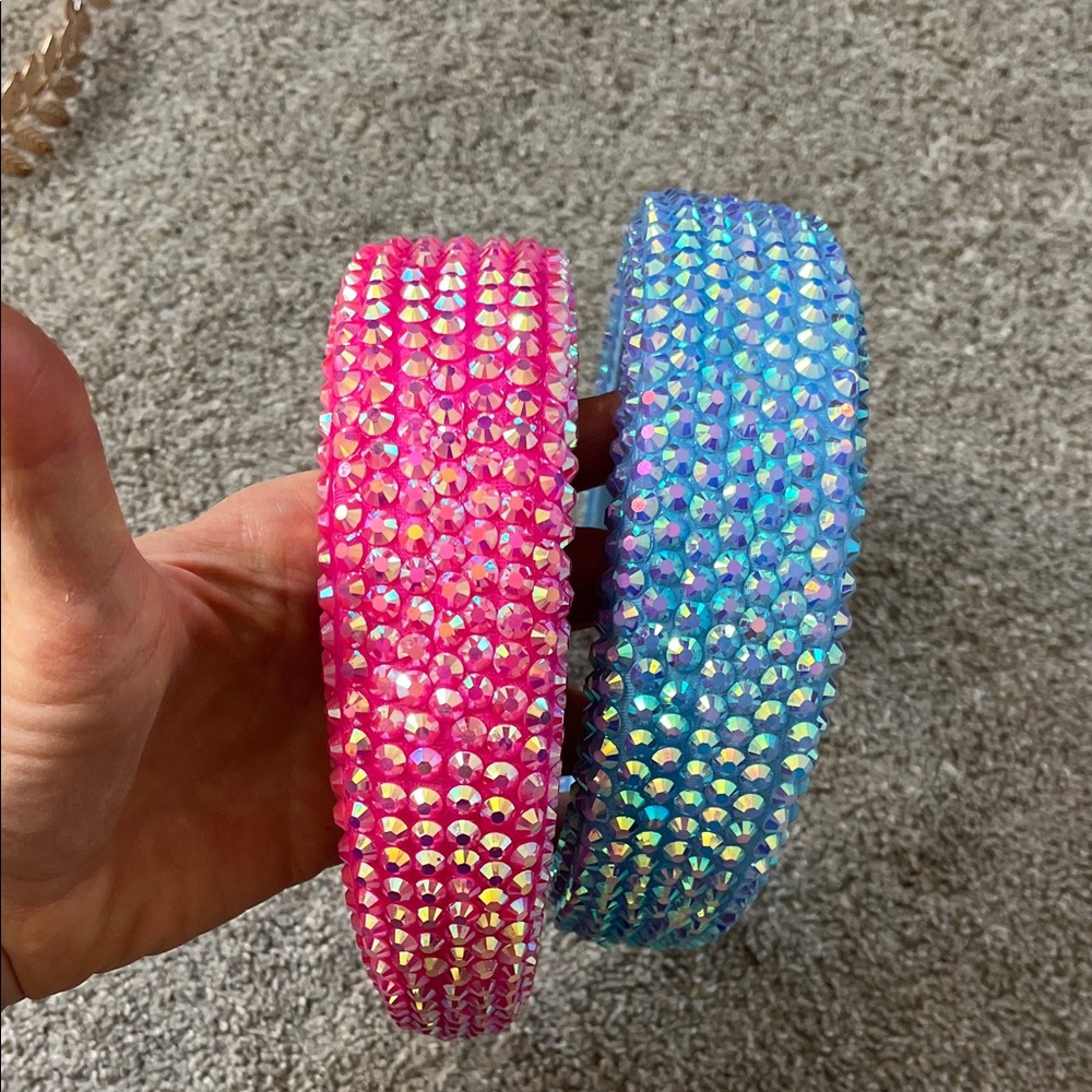 Free w/ purchase Lot 2 iridescent beaded high profile comfort headbands handmade